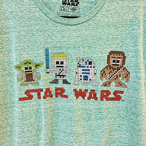 Disney Starwars Tetris Graphic Shirt Yoda, Darth Vader, R2-D2 Robot, RARE Tee - Picture 8 of 11